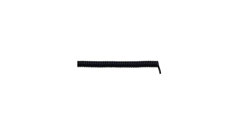 Lapp UNITRONIC Coiled 0.14 mm² 2 Core Power Cable, Black Polyurethane PUR, 0.5m