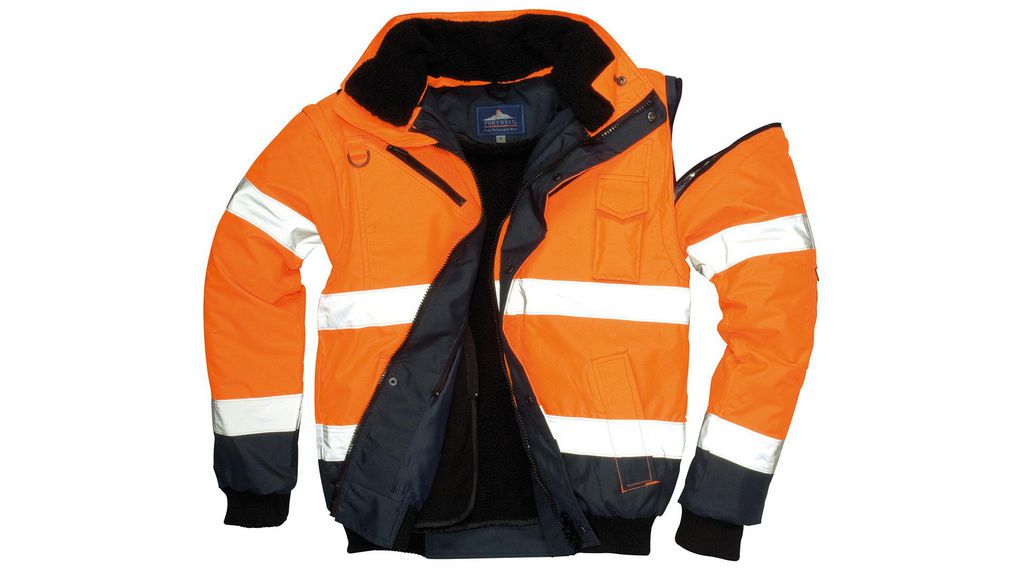 300D Industry High Visibility Orange Men Hi Vis Bomber Jacket, 3XL, 3XL, Polyester, Orange
