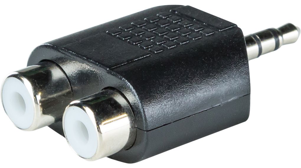 Stereo Audio Adapter, Straight, 3.5 mm Plug - 2x RCA Socket