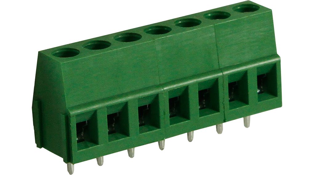 Wire-To-Board Terminal Block, THT, 5mm Pitch, Right Angle, Screw, Clamp, 7 Poles