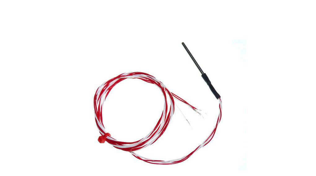 Weerstandsthermometer open uiteinde 3 mm 100mm Class B 100Ohm 200°C 1x Pt100, 4-draads circuit PTFE