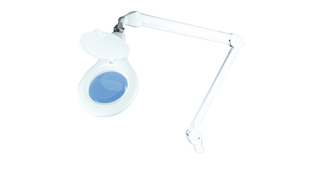 LED Magnifying Glass Lamp with Table Clamp, 125mm, 1.75x, F, Glass, Euro Type C (CEE 7/16) Plug / UK Type G (BS1363) Plug