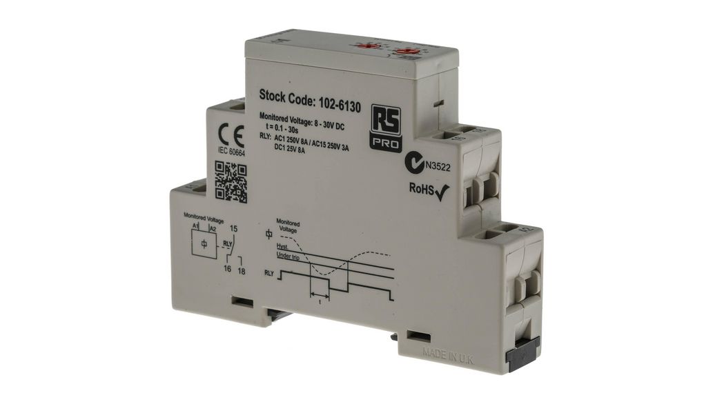 Battery Monitoring Relay, 1CO, 8A, 250V, 2kVA