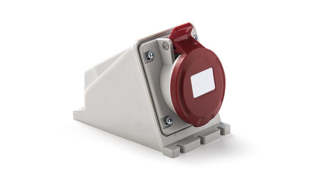 CEE Socket, Red, 4P, Wall Mount, 16A, IP44, 415V