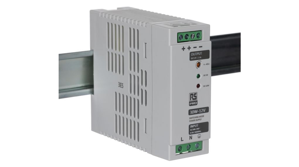 DIN Rail Power Supply 83% 12V 5A 30W Adjustable