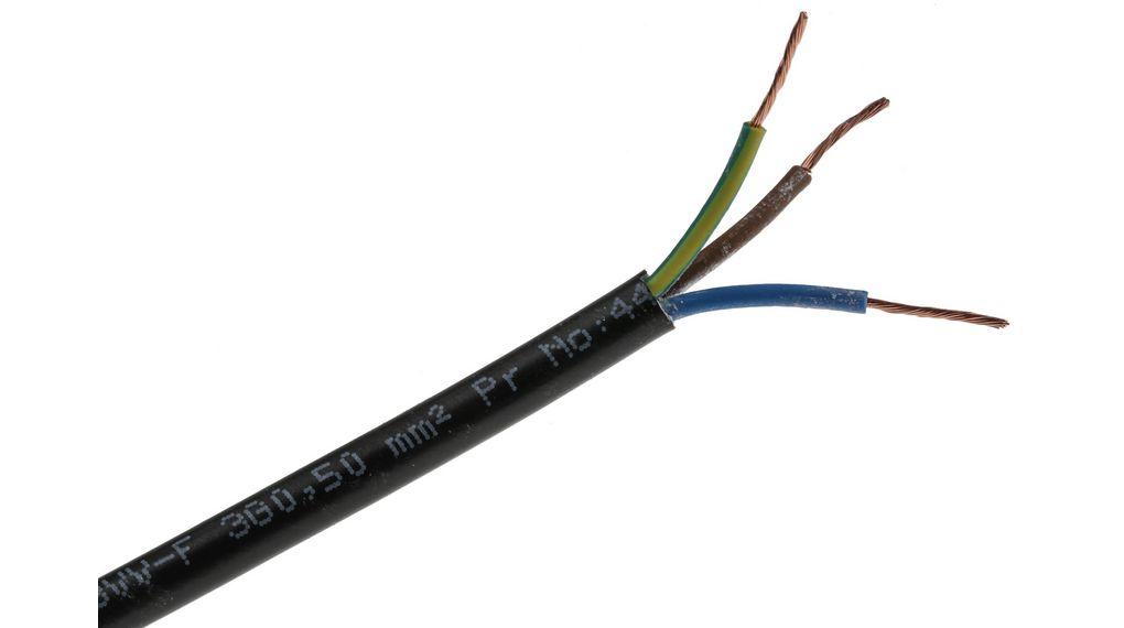 Câble d'alimentation 3x 0.5mm² Cuivre 500V 100m Noir