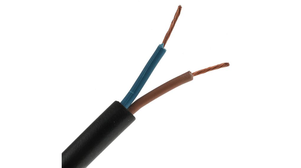 Mains Cable 2x 1mm² Bare Copper 750V 50m Black