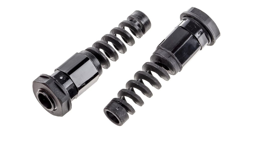 Cable Gland, 3.5 ... 6mm, PG7, Polyamide 6.6, Black, Pack of 10 pieces
