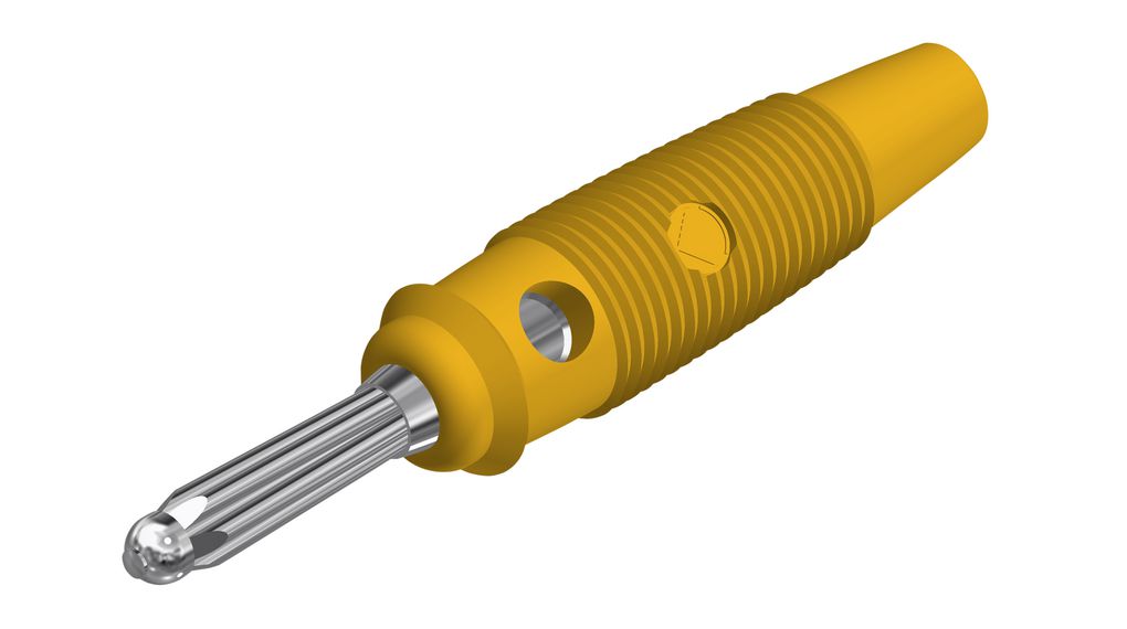 Banana Plug Insulated Unshrouded 4 mm Brass Nickel 60VDC 16A Screw Terminal Yellow