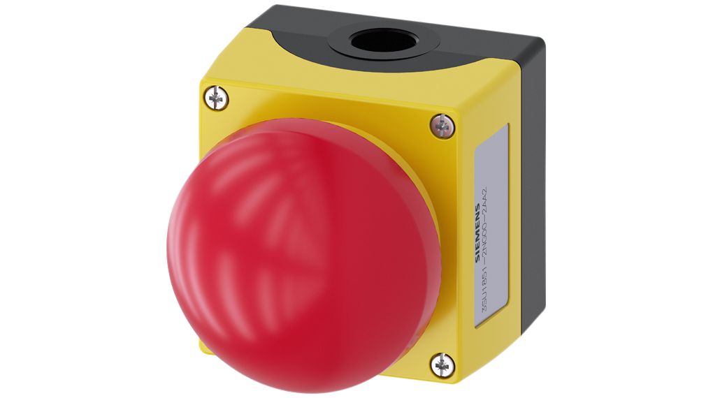 Emergency Stop Switch Assembly, 1NC + 1NO, Red / Yellow, 10 A, 500 V, Screw Terminal