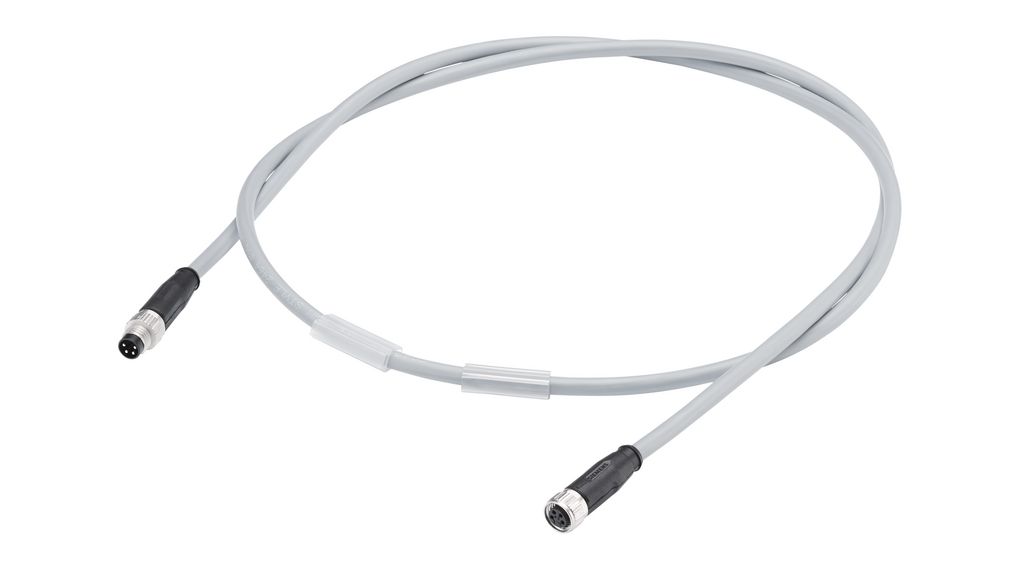 Power Cable, M8 Plug, M8 Socket, 4-Pin, for ET 200 AL, 300mm
