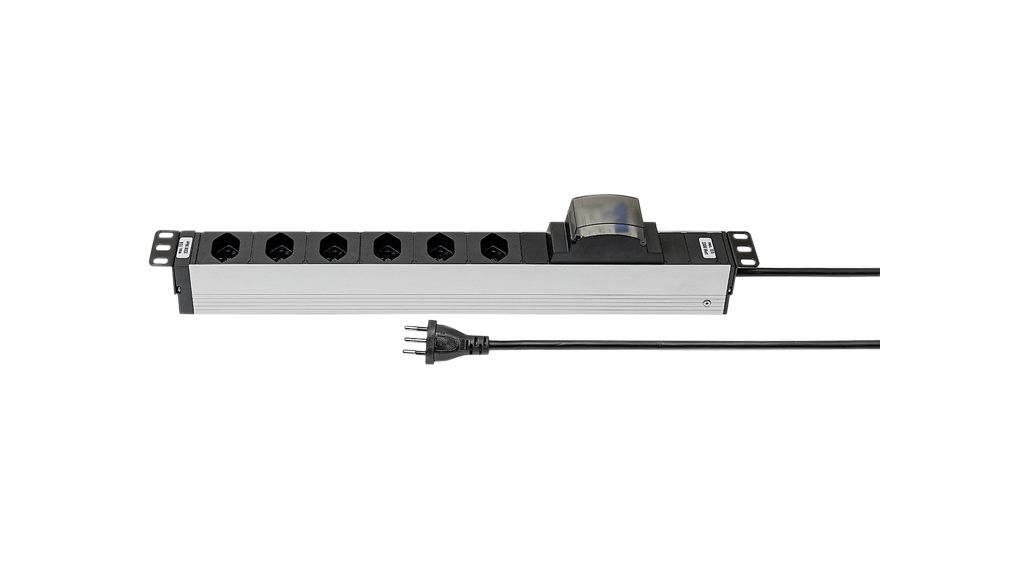 Outlet Strip ALU 6x CH Type J (T13) Socket - CH Type J (T12) Plug Black / Silver 3m