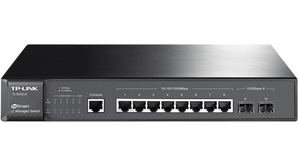 Ethernet Switch, RJ45 Ports 8, Fibre Ports 2SFP, 1Gbps, Layer 2 Managed