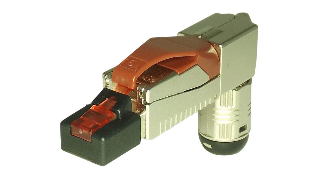 Right Anged Field Termination Plug, Shielded, CAT6a, RJ45, Ports - 1
