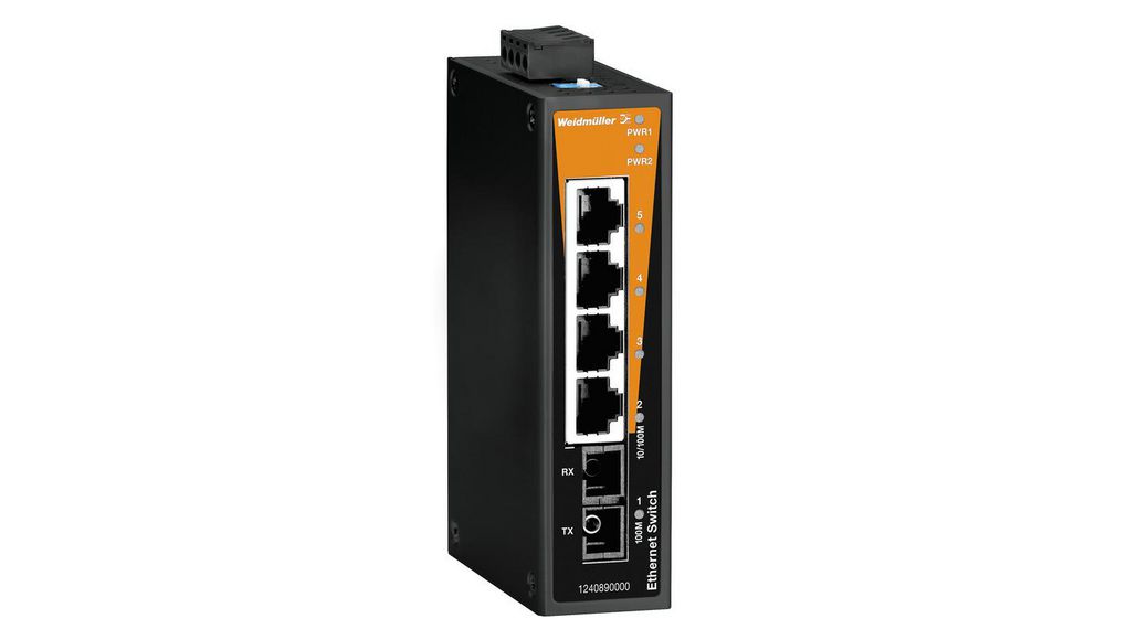 Ethernet-switch, RJ45-portar 4, Fiberportar 1SC, 100Mbps, Ohanterat