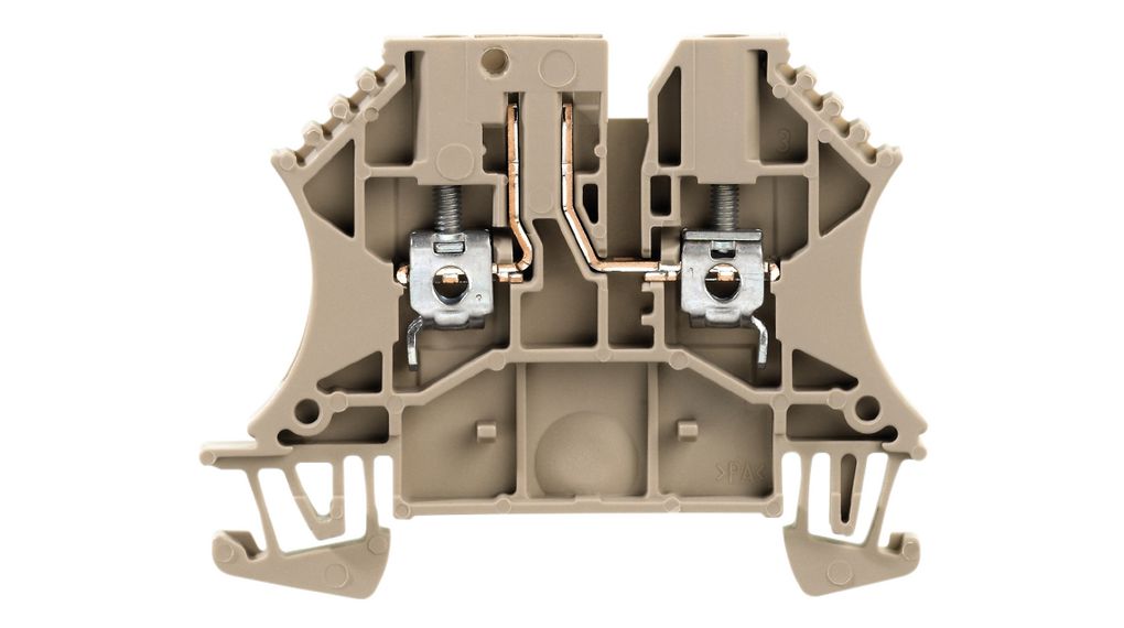 Test Disconnect Terminals, Screw, 2 Poles, 500V, 24A, 2.5mm², Dark Beige, Pack of 5 pieces