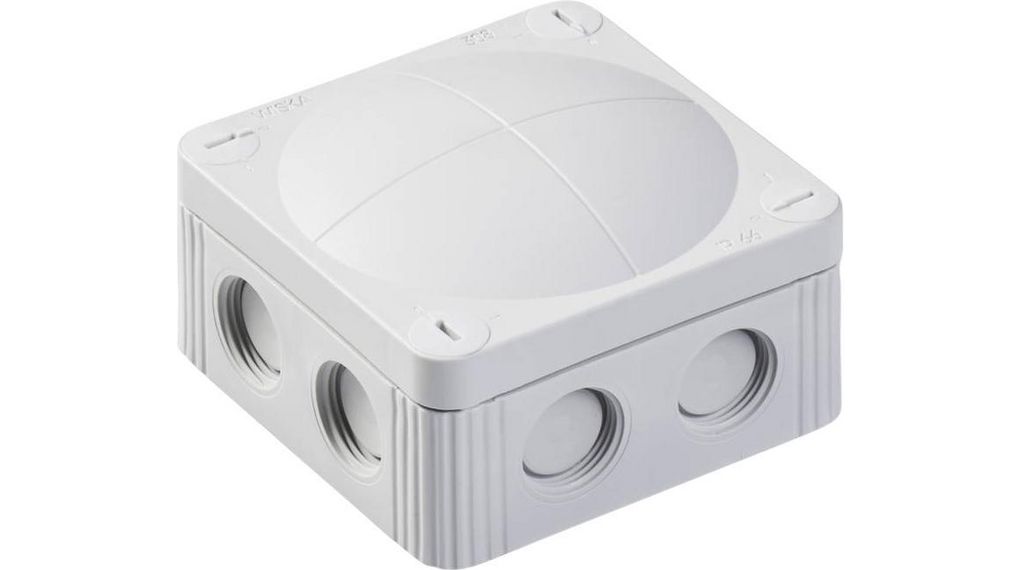 Junction Box, 4mm², 85x85x51mm, Cable Entries 8, Polypropylene