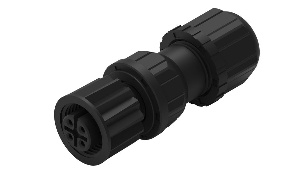 Fältmonterbar kontakt, M12, Sockel, Rak, Poler - 4, Lödning, Panelfäste