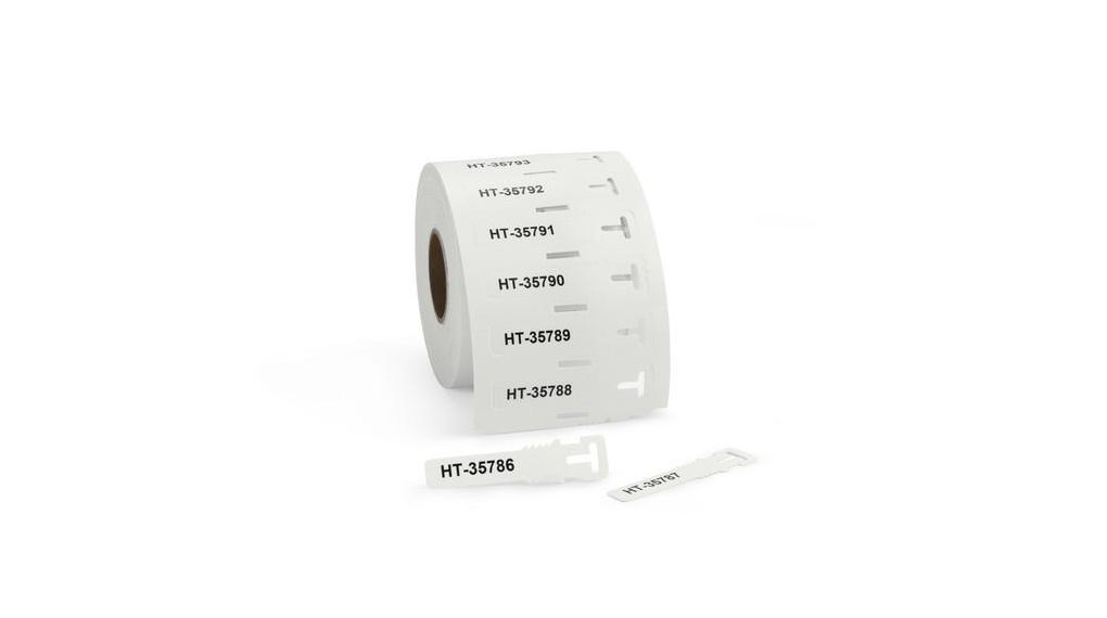 HellermannTyton, 556-80584 TAGPU12X74-LOOP-PUR-WH TAGPU Cable Marker, White Reel of 500 pieces