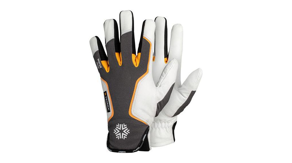 Tegera TEGERA Grey, White Leather Waterproof Work Gloves, Size 9