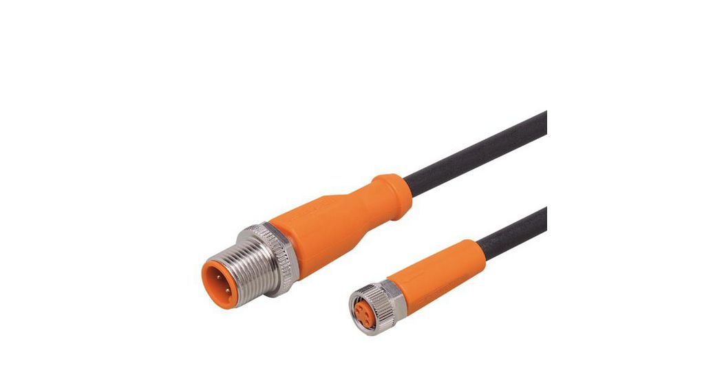 ifm electronic Male 1 way M12 to Female 1 way M8 Actuator/Sensor Cable, 1 m, Straight Conductors, 1m, IP65 / IP67 / IP68 / IP69K, Black