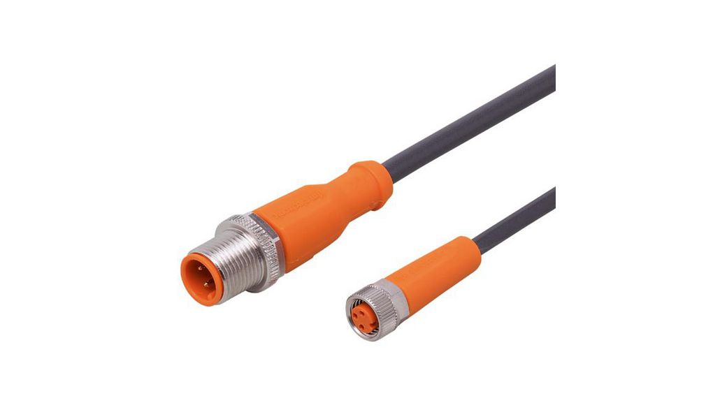 ifm electronic Male 1 way M12 to Female 1 way M8 Sensor Actuator Cable, 0.6 m, Droit Conducteurs, 600mm, IP65 / IP67 / IP68 / IP69K, Noir