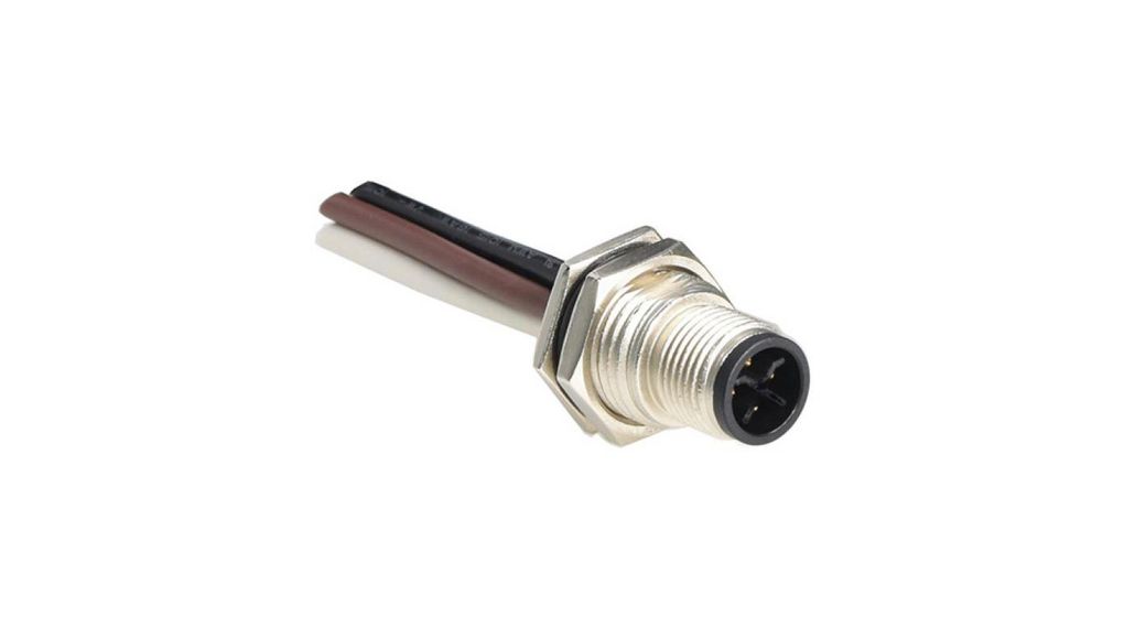 Industrial Circular Connector, 4 Contacts, Threaded, M12 Connector, Plug, Male, IP68, IP69K, M, Socket, 4 Contacts, 12A, 63V, IP68 / IP69K
