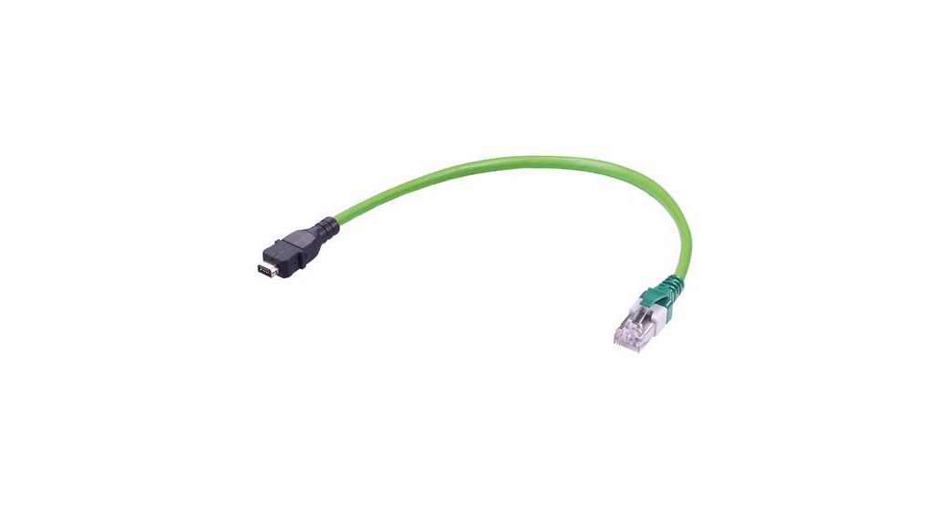ix Industrial, 1 m, Green, Pre-Assembled Cable Screened Polyurethane Sheath, Ethernet, 1m, Green