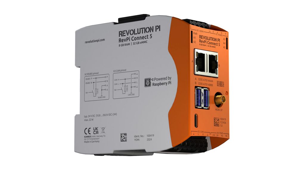 Revolution PI RevPi Connect 5, Industrial Computer, 22W, ARM Cortex 2.4 GHz, 32 GB, 4