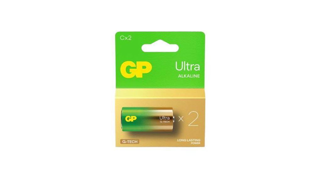 Gp Batteries GP Batteries Ultra Plus 1.5 V Alkaline Manganese Dioxide C Battery, C, 1.5V