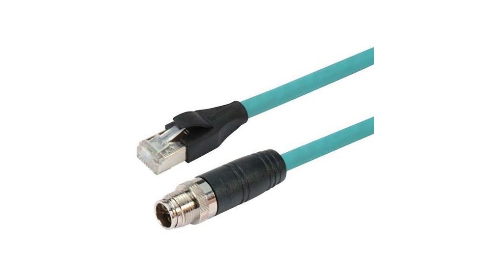 TRG, 1 m, Green M12 to Male RJ45 Male, Copper Braid Polyvinyl Chloride Sheath, Ethernet, 1m, Vert