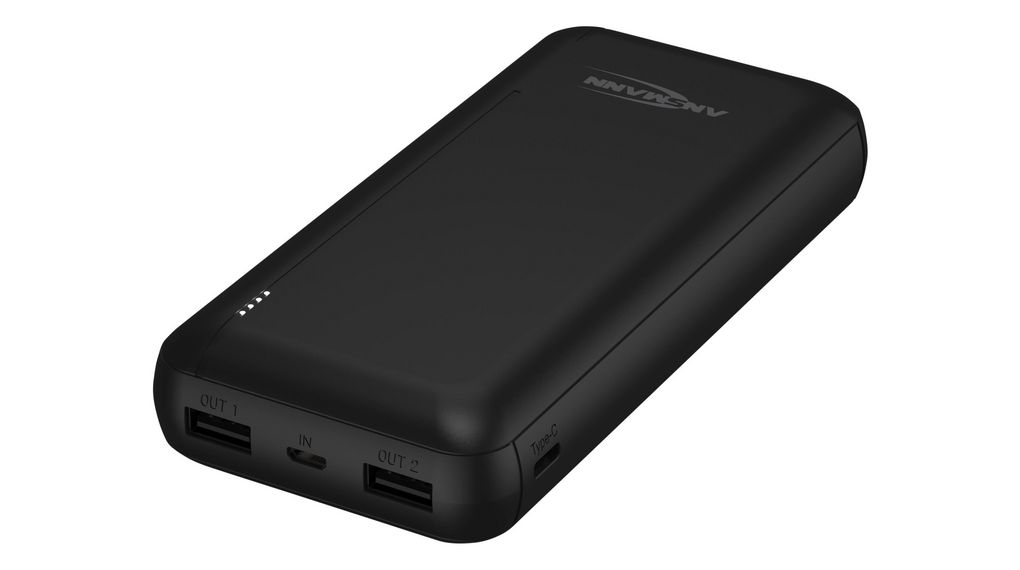 Powerbank, Li-Po, 20Ah, USB A-aansluiting, Zwart