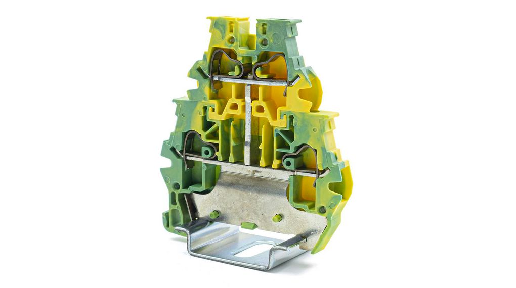 1-Way DIN Rail Earth Terminal Block, 4mm², 24 → 10 AWG Wire, Spring, PA 66 Housing Polen, 10 ST