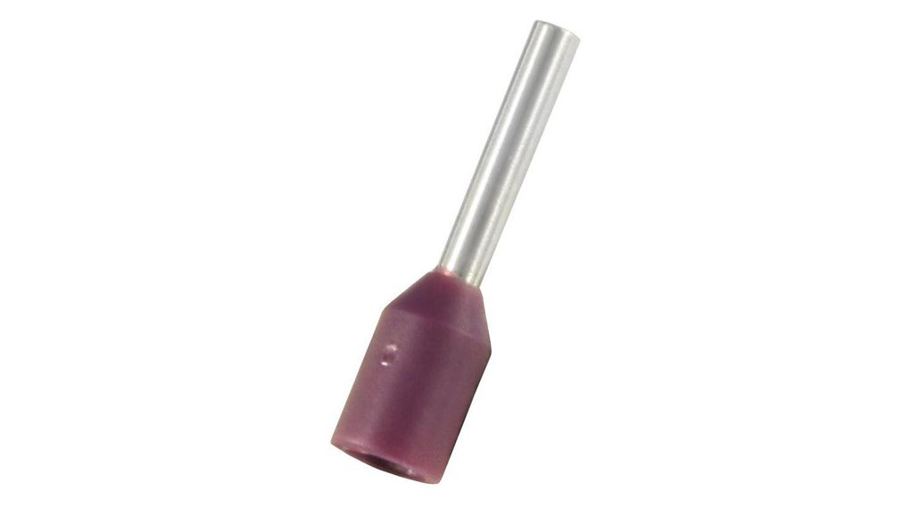 Insulated Bootlace Ferrule, 6mm Pin Length, 0.8mm Pin Diameter, 0.25mm² Wire Size, Violet Packung à 1000 Stück
