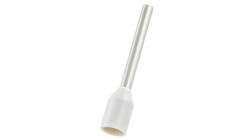 Insulated Bootlace Ferrule, 12mm Pin Length, 1.2mm Pin Diameter, 0.75mm² Wire Size, White 1000 ST