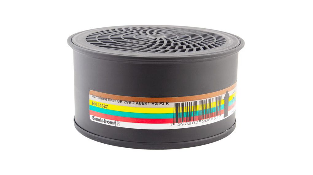 Sundström SR 299-2, ABEK1-Hg-P3R kombinerat filter för användning med Sundströms halv- och helmasker