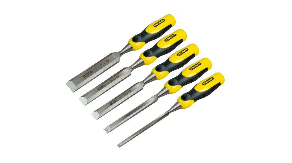 Stanley 5 Piece Carbon Steel Wood Chisel Set, 320mm Length, 6 mm, 10 mm, 15 mm, 20 mm, 25 mm Blade Width x 320mm