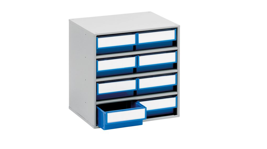 Treston 8 Drawer Storage Unit, Plastic, 395mm x 400mm x 300mm, Bluex395mm