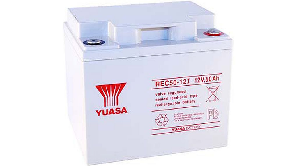 REC50-12, Yuasa Batterie rechargeable, Plomb-Acide, 12V, 50Ah, Borne à  vis, M5