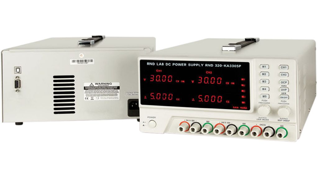Laboratoriestrømforsyning programmerbar 30V 5A 150W USB / RS232 CEE 7/7-stik