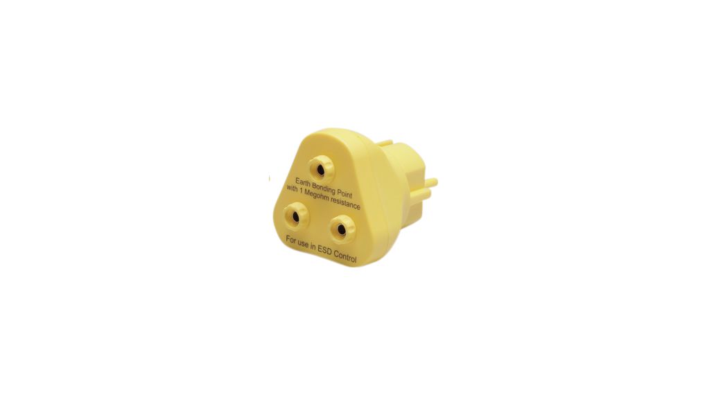 ESD Earthing Plug, DE/FR Type F/E (CEE 7/7) Plug, 3x Banana Socket