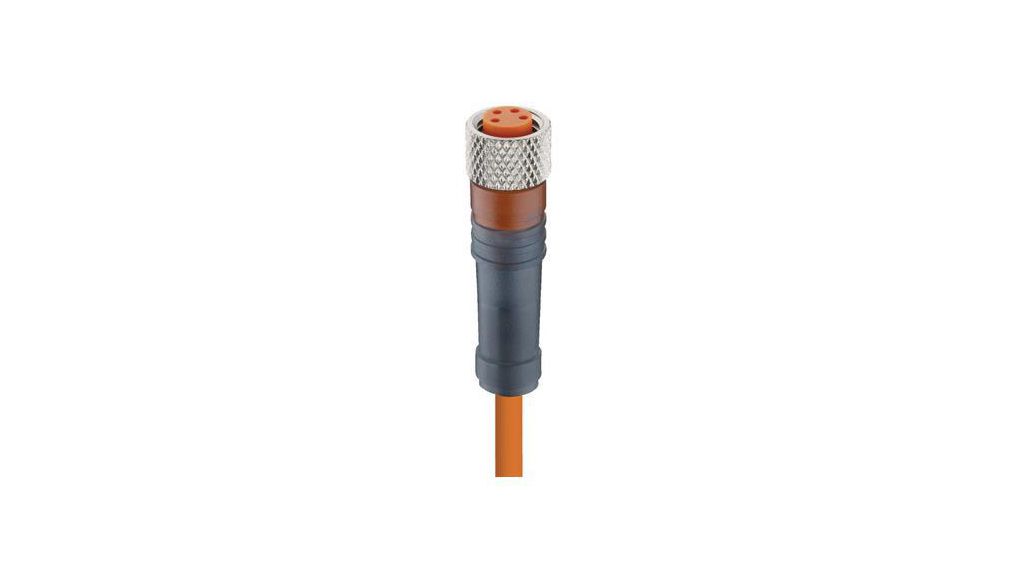 Kabelsatz, M8-Buchse - Offene Enden, 4 Leiter, 5m, IP65 / IP67 / IP69K, Orange