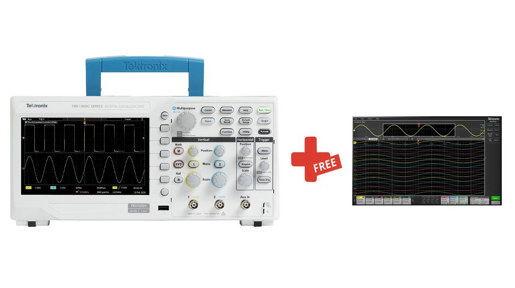 Tektronix TBS1202C Oscilloscope - 200 MHz, 2-Channel Digital Storage Scope With 1 GS/s Sampling