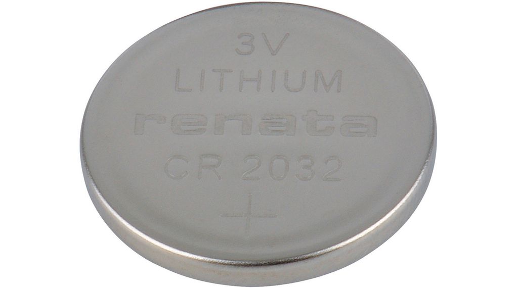 Button Cell Battery, Lithium, CR2032, 3V, 225mAh