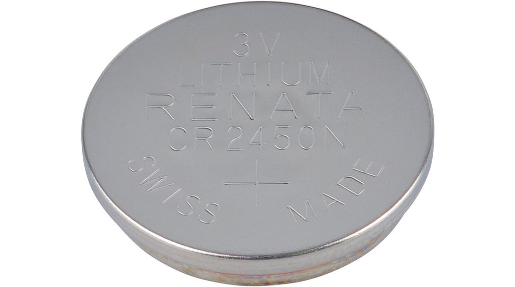 Button Cell Battery, Lithium, CR2450, 3V, 540mAh