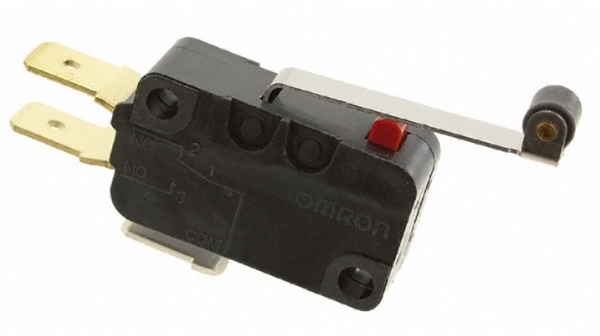 Microrupteur, D3V, 16A, 1CO, 1.96N, Levier à rouleaux articulé