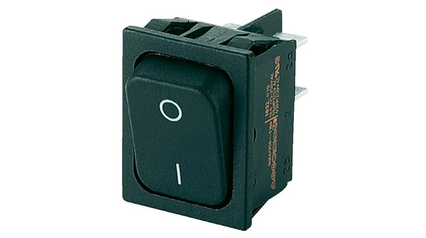 Rocker Switch, 10 A, 2NO, 250V, ON-OFF, IP40, Black