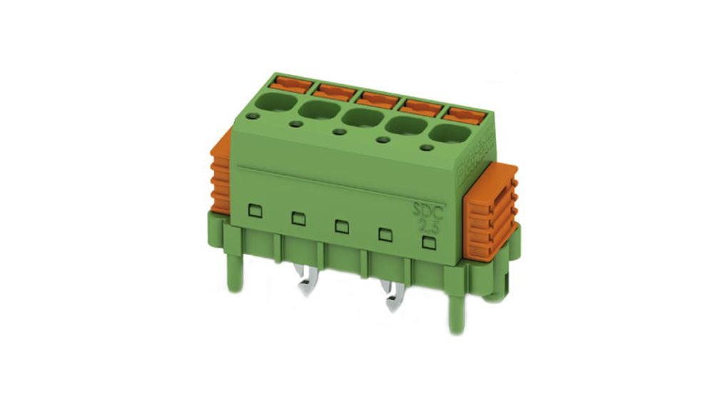 Wire-To-Board Terminal Block, SKEDD Direct Plug-In, 5mm Pitch, Straight, Spring Clamp, 3 Poles