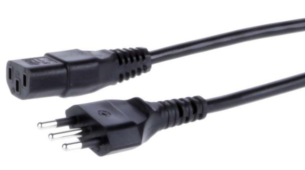 Kabel zasilający AC, Złącze męskie Włochy - IEC 60320 C13, 2.5m, Czarny