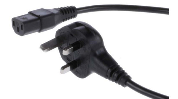 AC Power Cable, UK Type G (BS1363) Plug - IEC 60320 C13, 2.5m, Black